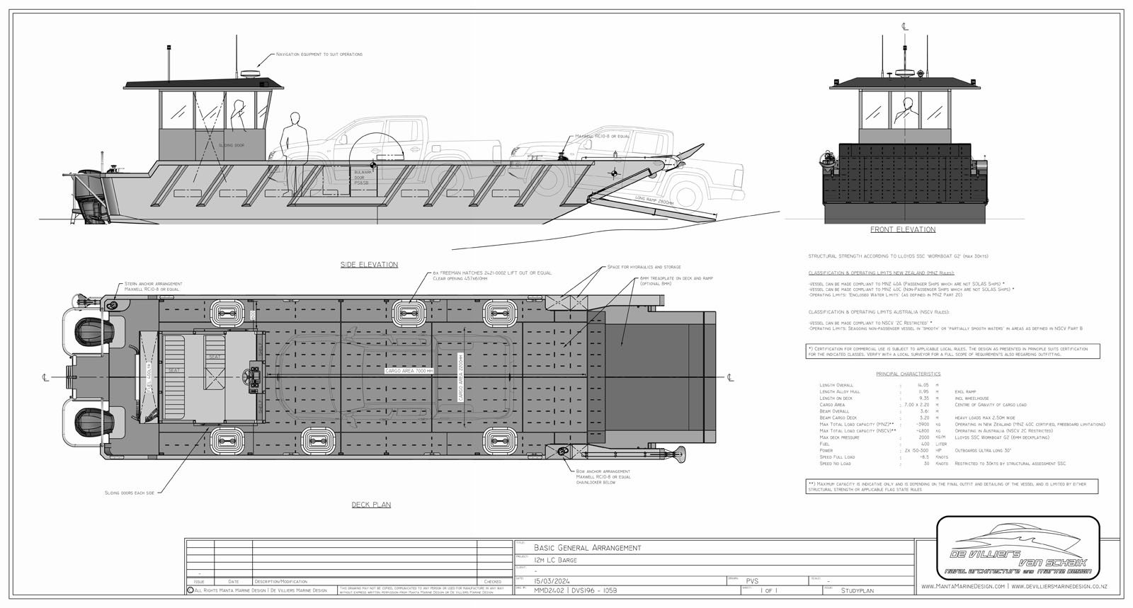De Villiers and van Schaik Marine Design - 12m aluminium Landing Craft