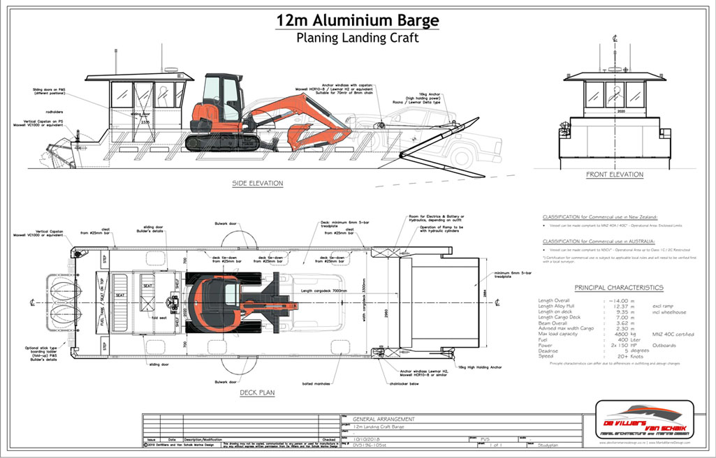De Villiers and van Schaik Marine Design - 12m aluminium Landing Craft