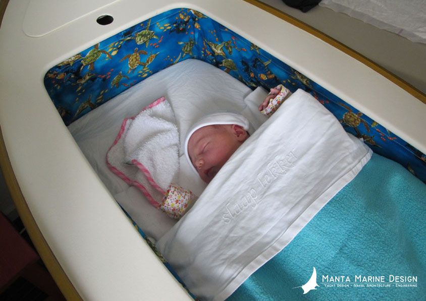 Plans for a easy to build DIY Baby boat cradle. the boat cradle is ready for the real deal