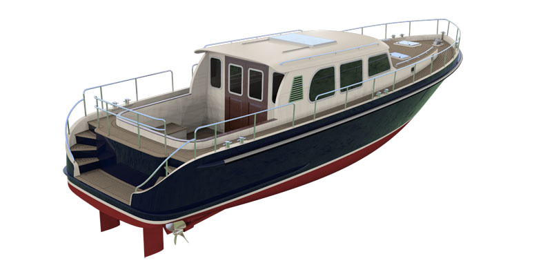 Manta Marine Design made the visualizations and build kit for this 15 steel motor yacht Aride 1500 - 3