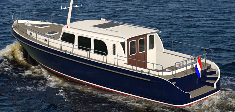 Manta Marine Design made the visualizations and build kit for this 15 steel motor yacht Aride 1500 - 4