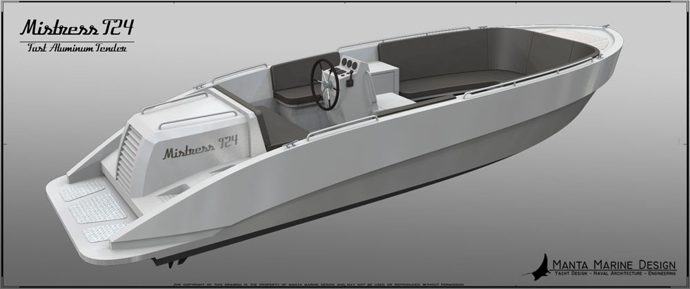 Mistress T24 Aluminium Tender - design by Manta Marine Design - 1