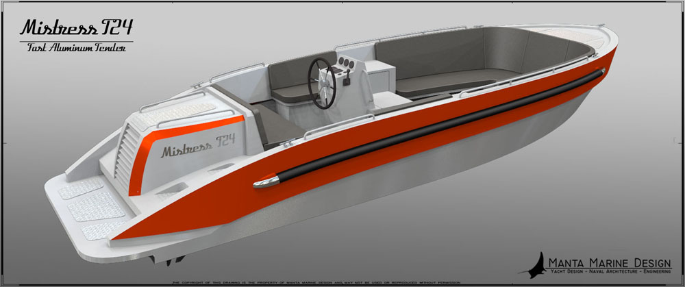 Mistress T24 Aluminium Tender - design by Manta Marine Design - 2