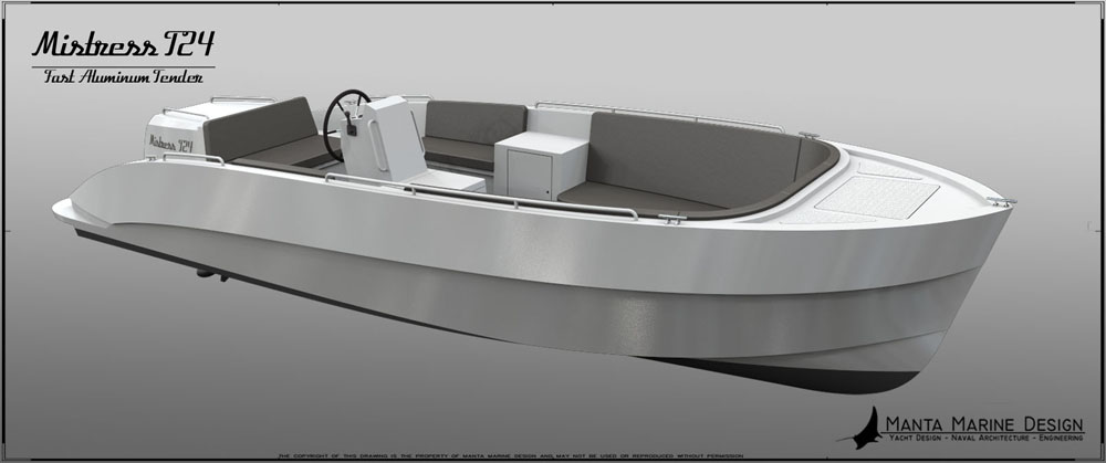Mistress T24 Aluminium Tender - design by Manta Marine Design - 3