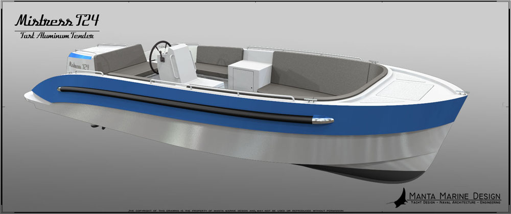 Mistress T24 Aluminium Tender - design by Manta Marine Design - 4