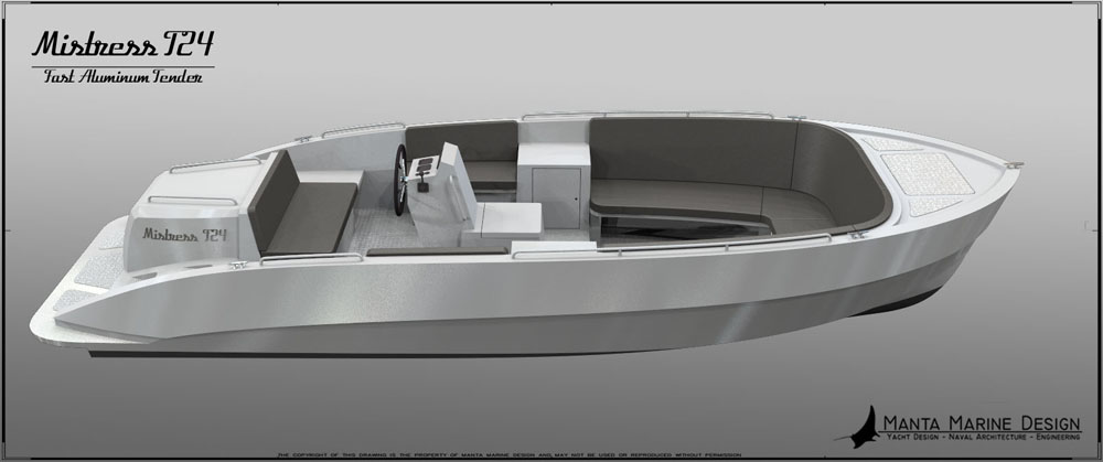 Mistress T24 Aluminium Tender - design by Manta Marine Design - 5
