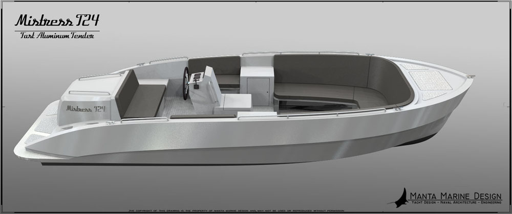 Mistress T24 Aluminium Tender - design by Manta Marine Design - 5