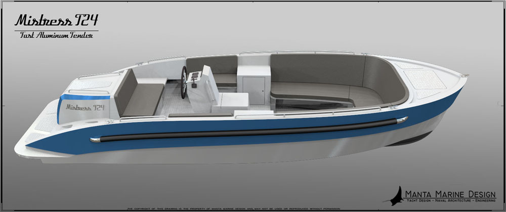 Mistress T24 Aluminium Tender - design by Manta Marine Design - 6