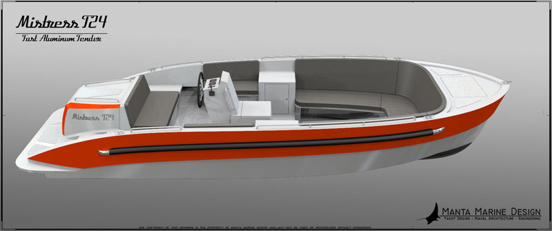 Mistress T24 Aluminium Tender - design by Manta Marine Design - 7